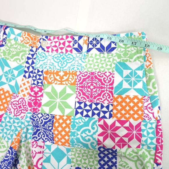 Polo Ralph Lauren Patchwork Print Colorful Patterned Golf Women's Shorts Size 12 - Picture 3 of 10